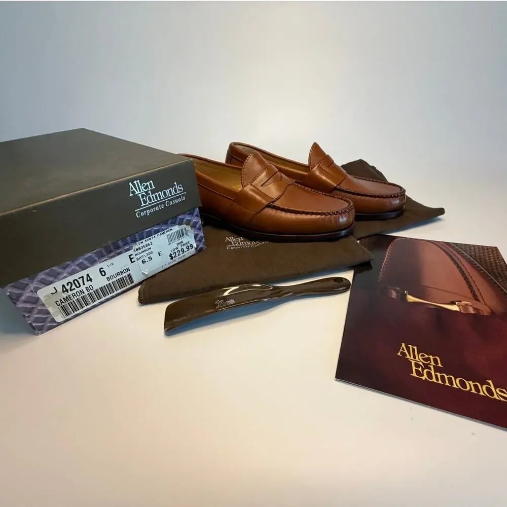 NIB Rancourt x Allen Edmonds Cameron Penny Loafer Brown Made in Maine 6.5 Wide E